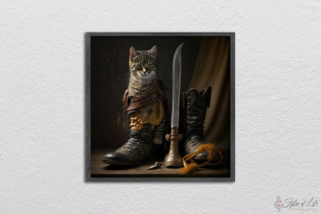 Cat In Boot With Leather and Sword, Wall Decor, Poster, Fine Art