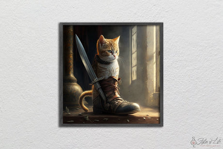 Cat In Boot With Sword, Wall Decor, Poster, Fine Art