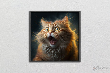 Crazy cat high quality art poster print