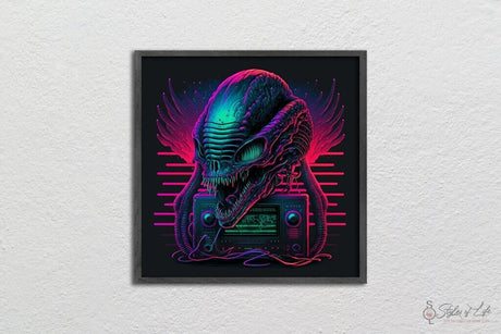Alien Retrowave With Stereo, Synthwave, Wall Decor, Poster