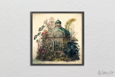 Botanical Greenhouse Vintage, Wall Decor, Poster, Digital Download