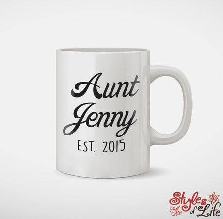 Aunt Established Year Custom Personalized Coffee Mug Tea Mug Gift
