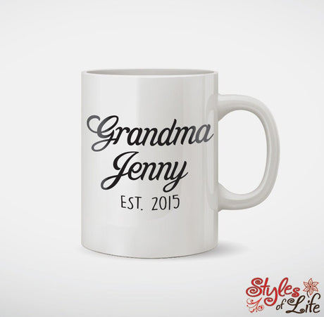 Grandma Custom Name Established Custom Coffee Mug
