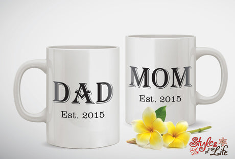 Dad and Mom Custom Established Date Pregnancy Announcement Anniversary Coffee Mug