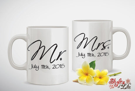 Mr. and Mrs. Custom Announcement Anniversary Wedding Coffee Mug