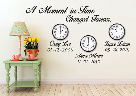 A Moment in Time Changed Forever Custom Name and Birthdate Wall Decor Wall Words Decal