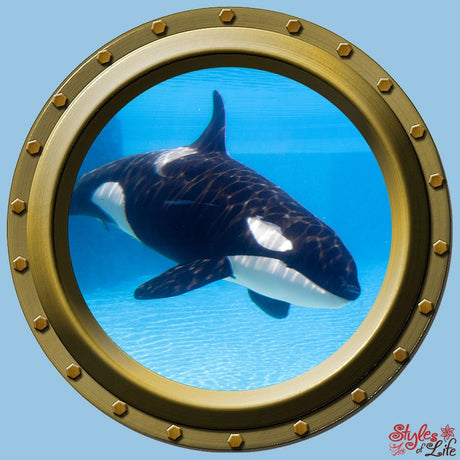 Reusable Orca Whale Porthole Wall Vinyl Fabric High Quality
